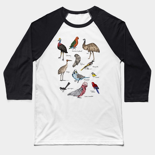 Australian Bird Baseball T-Shirt by TheLazyPainter